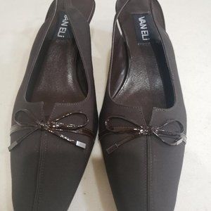 FORMAL VANELI LOW SLING BACK PUMP CONCAVE SQUARE 2" HEEL SIZE 11M - BROWN